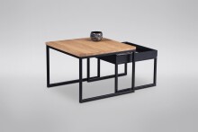 Couchtisch >Detroit< in Wildeiche aus Massivholz, Metall - 60x45x60cm (BxHxT)
