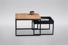Couchtisch >Detroit< in Wildeiche aus Massivholz, Metall - 60x45x60cm (BxHxT)