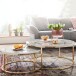 Couchtisch 2er Set Weiß Gold Marmor Optik Sofatisch Rund Modern | Couchtische 2-teilig Metall | Runde Wohnzimmertische | Design Satztische