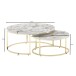 Couchtisch 2er Set Weiß Gold Marmor Optik Sofatisch Rund Modern | Couchtische 2-teilig Metall | Runde Wohnzimmertische | Design Satztische