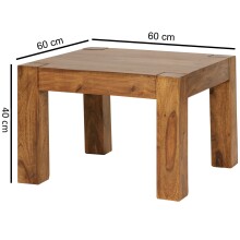 Couchtisch in Braun aus Sheesham Massivholz - 60x60x40cm (LxBxH)
