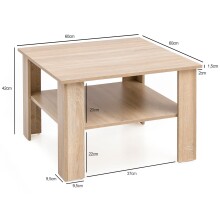 Couchtisch in Grau - 60x60x42cm (LxBxH)