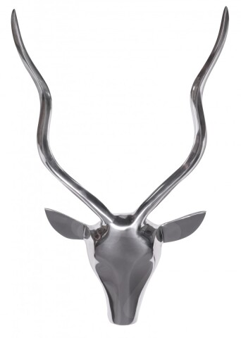 Dekogeweih in Silber aus Aluminium - 33x4x54cm (LxBxH)