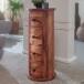 Design Sideboard Sheesham Massivholz 35x85x35 cm | Schränkchen mit 4 Schubladen | Schmaler Beistellschrank Massiv | Mini Kommode Rund