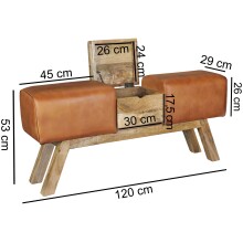 Sitzhocker in Braun - 120x29x53cm (LxBxH)