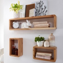 Wandregal (3er Set) in Braun - 80x15x20 (LxBxH)