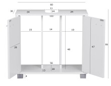 Waschbeckenunterschrank in Weiß - 60x30x55cm (LxBxH)