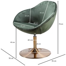Relaxsessel in Grün aus Schalensitz: Samt Untergestell: Eisen - 70x70x79 (LxBxH)