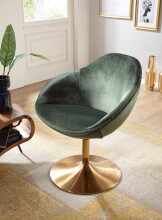 Relaxsessel in Grün aus Schalensitz: Samt Untergestell: Eisen - 70x70x79 (LxBxH)