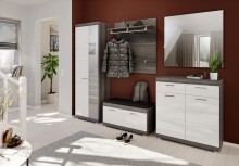 Sitzbank >Sandusky< in rauchsilber/weiß hochglanz - 90x44x40cm (BxHxT)