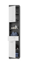 Hochschrank >Sandusky< in rauchsilber/weiß hochglanz - 37x191x31cm (BxHxT)