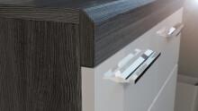 Kommode >Sandusky< in rauchsilber/weiß hochglanz - 60x85x37cm (BxHxT)