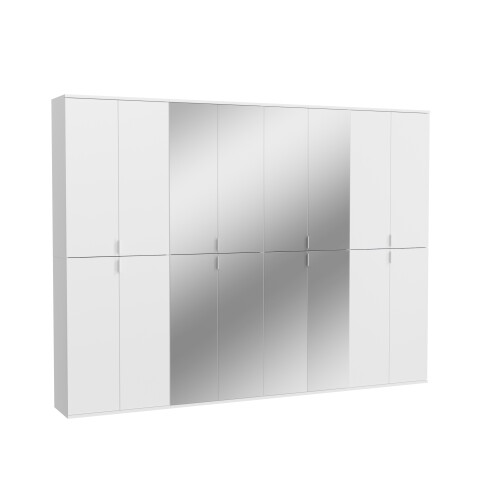 Drehtürenschrank >Paterson< in weiß/weiß hochglanz - 244x193x34cm (BxHxT)