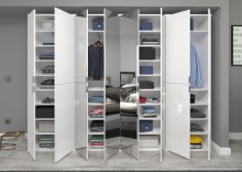 Drehtürenschrank >Paterson< in weiß/weiß hochglanz - 244x193x34cm (BxHxT)