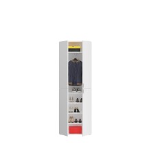 Garderobenschrank >Paterson< in weiß/weiß hochglanz - 183x193x34cm (BxHxT)