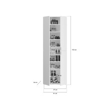 Garderobenschrank >Paterson< in weiß/weiß hochglanz - 61x193x34cm (BxHxT)