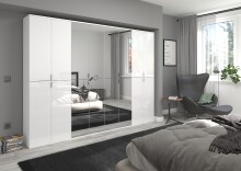 Garderobenschrank >Paterson< in weiß/weiß hochglanz - 61x193x34cm (BxHxT)