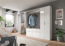 Garderobenschrank >Paterson< in weiß/spiegelglas - 61x193x34cm (BxHxT)