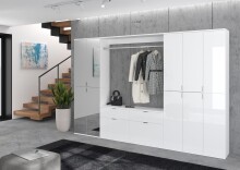 Garderobenschrank >Paterson< in weiß/spiegelglas - 61x193x34cm (BxHxT)