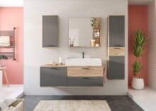 Hochschrank >Mason< in nox oak/basalt grau - 37x152x24cm (BxHxT)