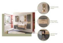 Hochschrank >Mason< in nox oak/basalt grau - 37x152x24cm (BxHxT)