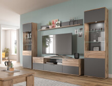 Wandboard >Mason< in nox oak/basalt grau - 180x21x20cm (BxHxT)