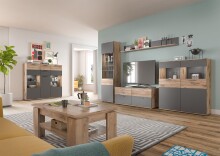 Wandboard >Mason< in nox oak/basalt grau - 180x21x20cm (BxHxT)