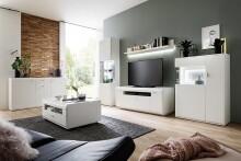 Beistellschrank >AMORA< in weiß aus Holzwerkstoff - 90x124x38cm (BxHxT)