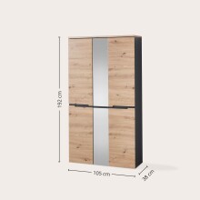 Garderobenschrank >Meagan< in Artisan Eiche - 105x192x38cm (BxHxT)
