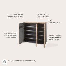 Schuhschrank >Meagan< in Artisan Eiche - 120x107x38cm (BxHxT)