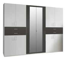 Dreh-/Schwebetürenschrank >Taiga< (B/H/T: 270x208x58 cm) in Weiß