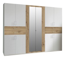 Dreh-/Schwebetürenschrank >Taiga< (B/H/T: 270x208x58 cm) in Weiß