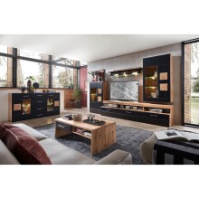 Wohnwand >Sidonia< in Eiche Altholz - 330x208x52cm (BxHxT)