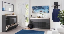 Wandspiegel >Magione< in Anthrazit Hochglanz - 120x60x2cm (BxHxT)