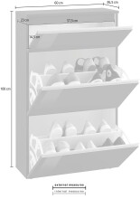 Schuhschrank >Magione< in Anthrazit Hochglanz - 60x108x26.5cm (BxHxT)