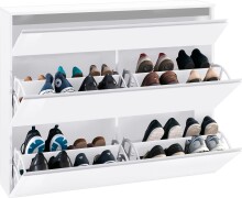Schuhschrank >Magione< in Weiß Hochglanz - 121x108x26.5cm (BxHxT)