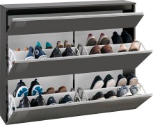 Schuhschrank >Magione< in Anthrazit Hochglanz - 120x108x26.5cm (BxHxT)