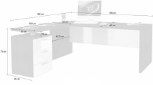 Schreibtisch >Novara< in Schiefer - 160x75x180cm (BxHxT)
