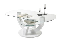 Couchtisch >Boston< weiß Hochglanz / Glas,...