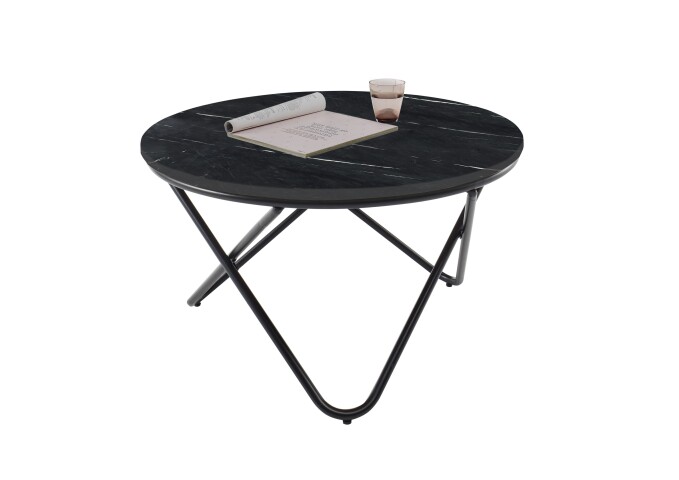 Beistelltisch >Baku< (B/H/T: 80x46x80 cm) in schwarzer Marmor, schwarz