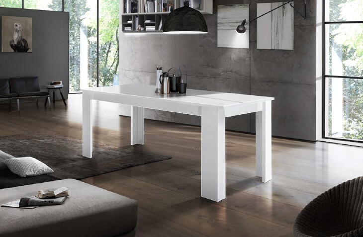 Esstisch >Jesolo< in Weiß Hochglanz - 140x75x90cm (BxHxT)