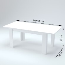 Esstisch >Jesolo< in Weiß Hochglanz - 140x75x90cm (BxHxT)
