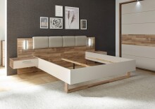 Bett >Carlynn< in Champagner - 306x100x208.2cm (BxHxT)