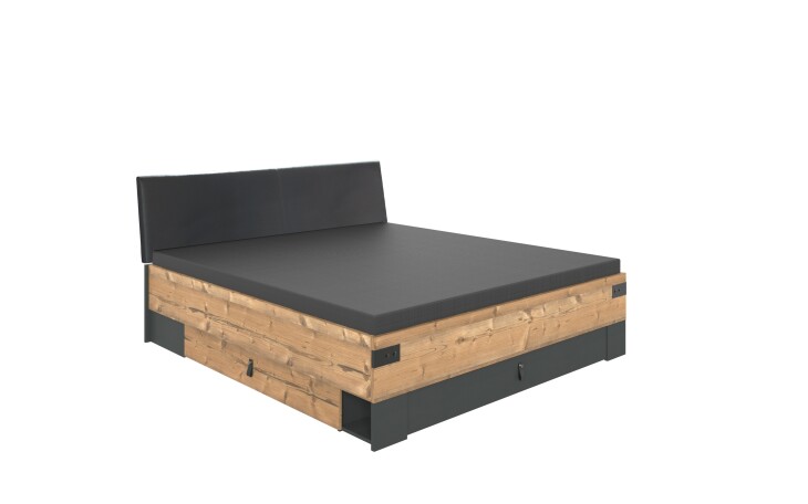 Bett >Stockholm I< (B/H/T: 169x96x210 cm) in braun - 169x96x210cm (BxHxT)