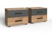 Nachtschrank >Stockholm I< 2er-Set, 2 Schübe, Planken-Eiche Dekor / graphit - 52x40x38cm (BxHxT)