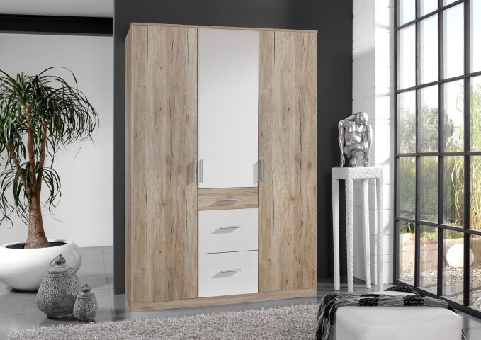 Dreh-/Schwebetürenschrank >Joker< (B/H/T: 135x199x58 cm) San Remo-Eiche