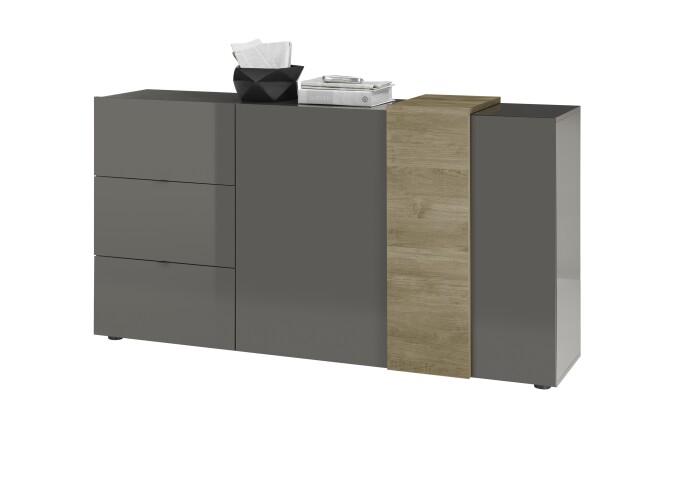 Sideboard >POSITANO< (B/H/T: 181x94x44 cm) in dunkelgrau - 181x94x44 (BxHxT)