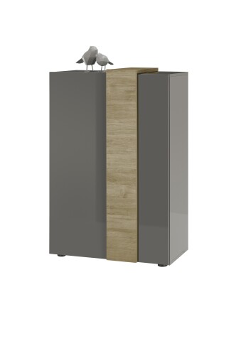 Highboard >POSITANO< (B/H/T: 78x116x44 cm) in dunkelgrau - 78x116x44 (BxHxT)