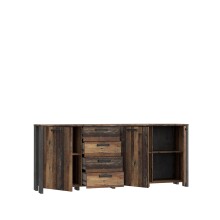Beistellschrank >Celon< in Old Wood Vintage - 206.1x86.3x41.6cm (BxHxT)