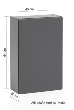 Hängeschrank >Villach< (B/H/T: 40x64x20 cm) in matt grau - 40x64x20 (BxHxT)
